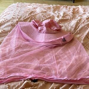 Pink Sun Hat with Mesh Veil